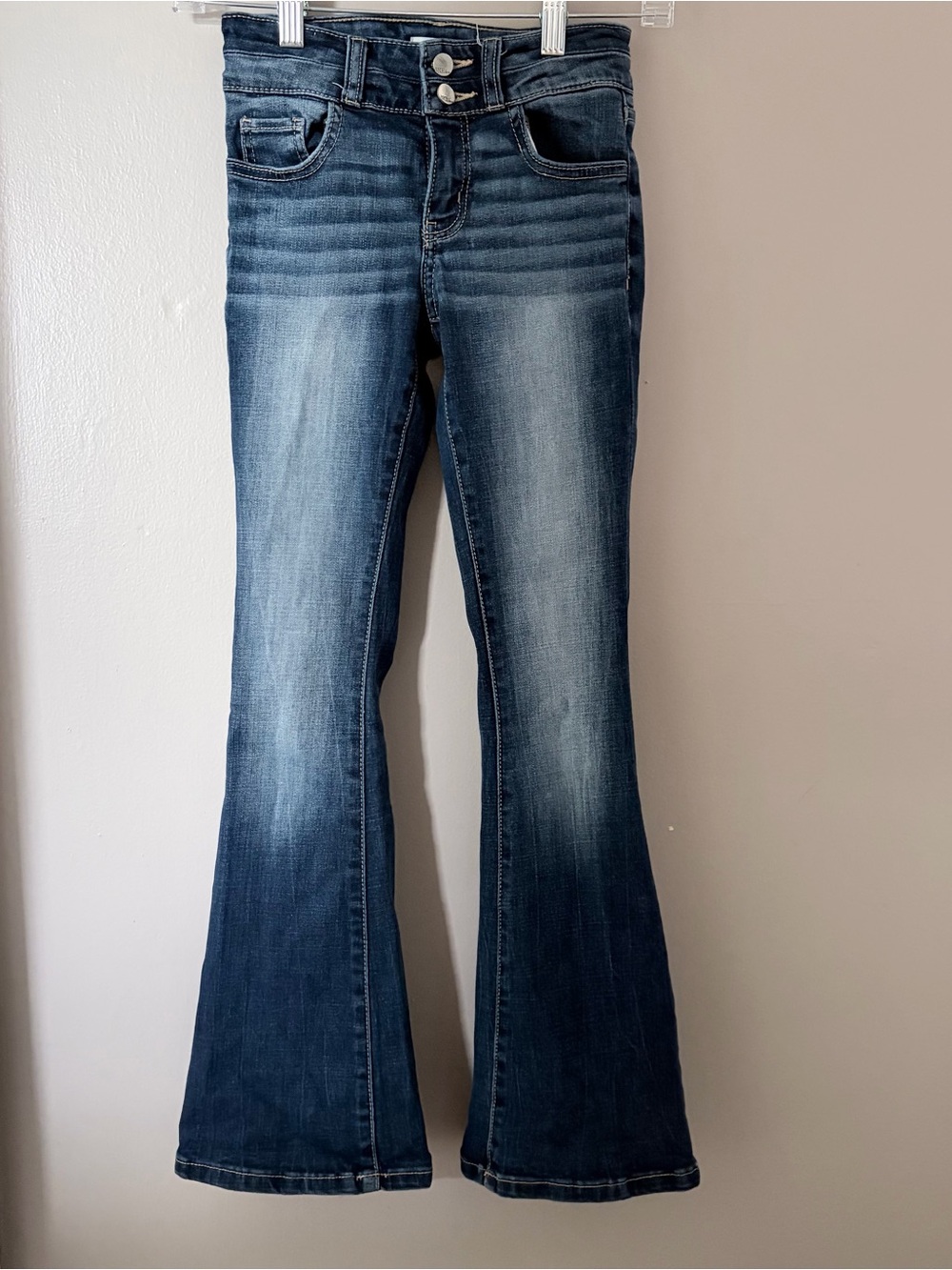 BKE Youth Double Button Flare Leg Jeans Blue Medium Wash